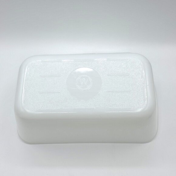 Westinghouse Milk Glass Refrigerator Baking Dish Loaf Pan With Lid Vintage 9"x5" - Picture 4 of 9